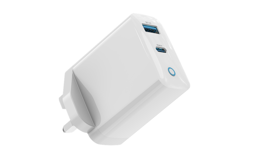 Devia - 65W GaN Type C PD & QC4.0 3-Pin UK Mini Charging Plug - White