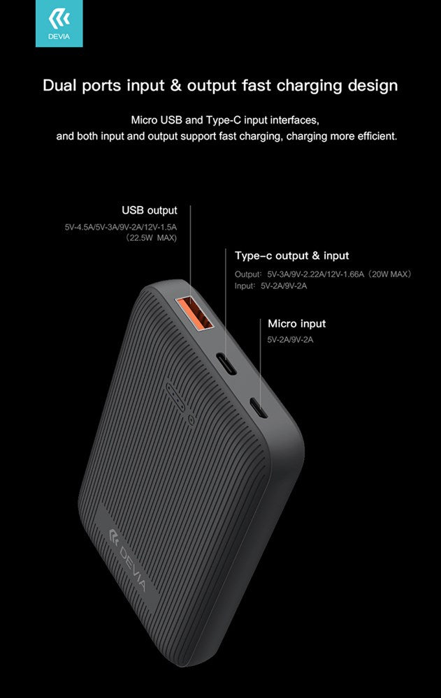 Devia - 10,000mAh 22.5W PD MagSafe Powerbank - Black
