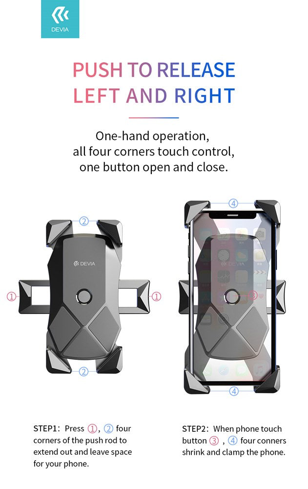Devia - Universal Motorcycle, Bike & E-Scooter Mount Holder - Black