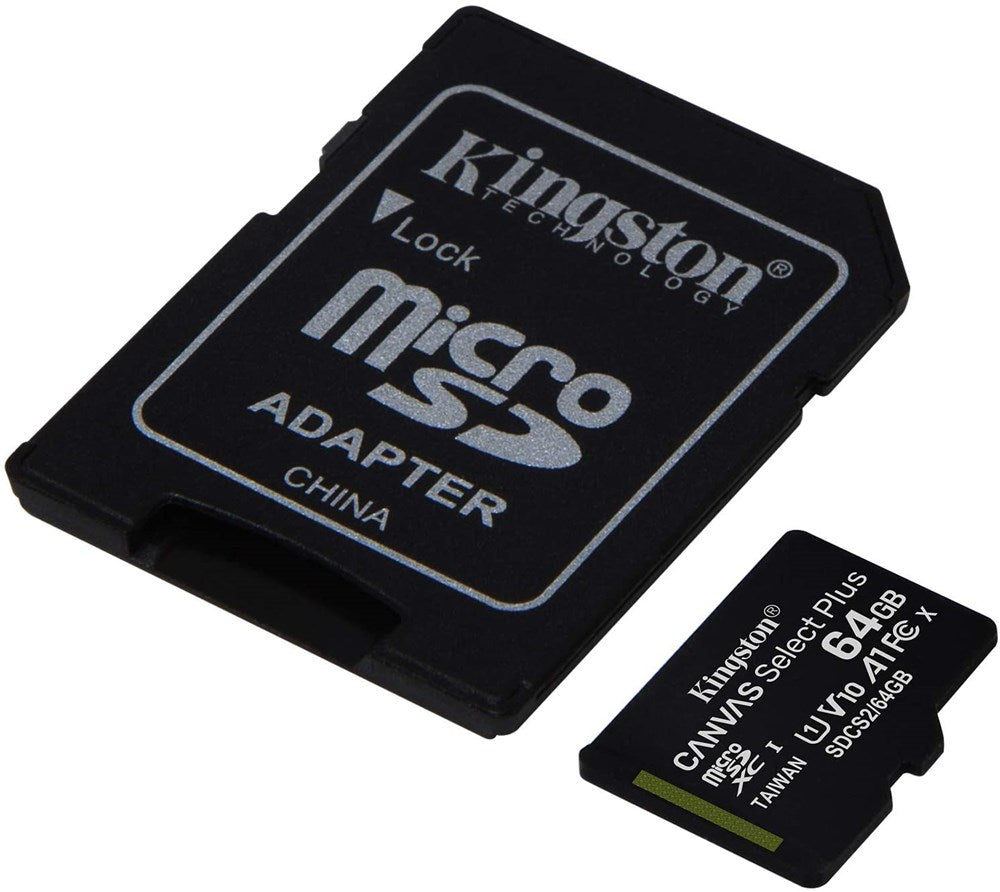 Kingston - Canvas Select Plus - MicroSD Class 10 Memory Card & SD Adapter - 64GB