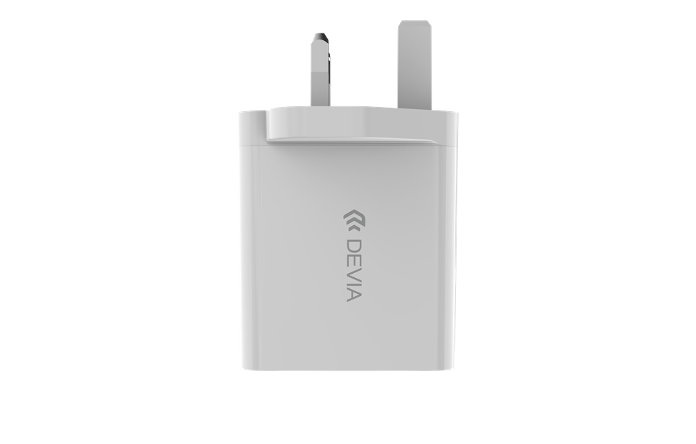 Devia - 65W GaN Type C PD & QC4.0 3-Pin UK Mini Charging Plug - White