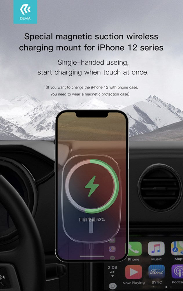 Devia - 15W Wireless Charging MagSafe Air Vent Car Holder - Black