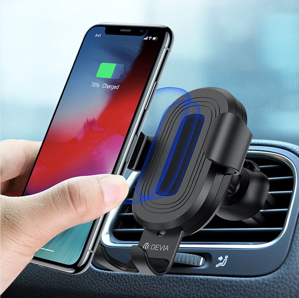 Devia - 10W Wireless Charging Gravity Sensor Air Vent Car Holder - Black