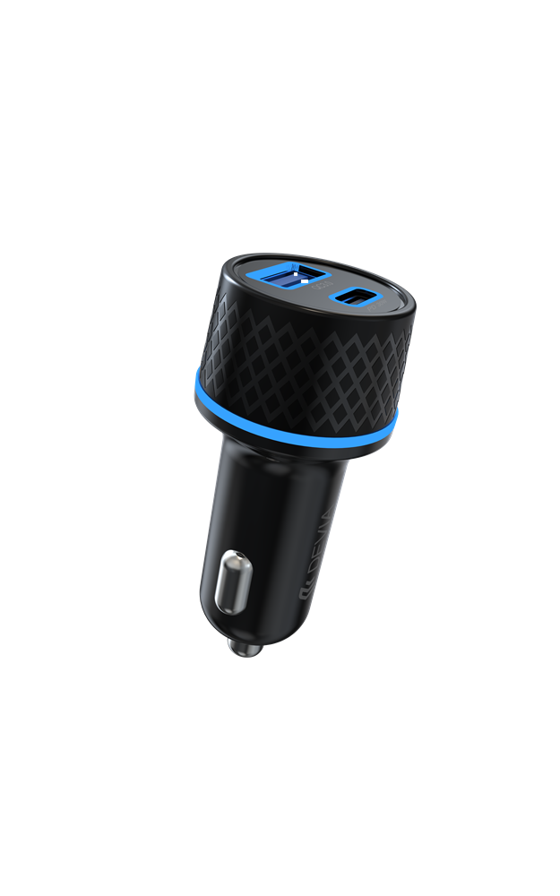 Devia - 30W Power Delivery USB-C & Qualcomm 3.0 USB Port Car Adapter - Black