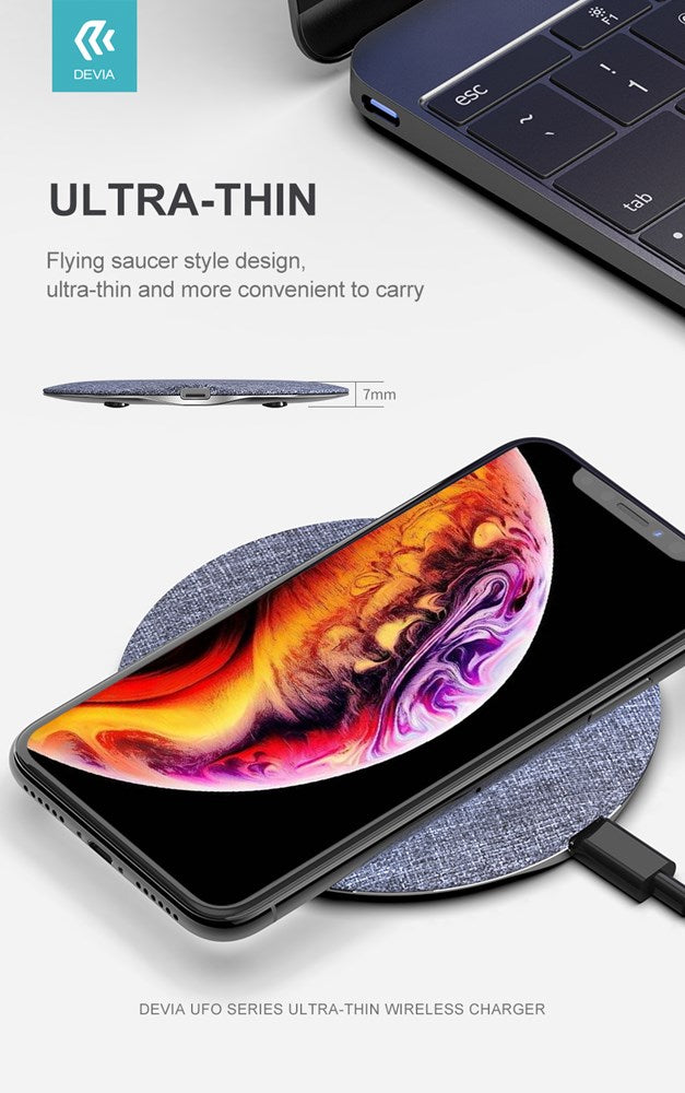 Devia - 15W Slim Wireless Charging Pad - Grey
