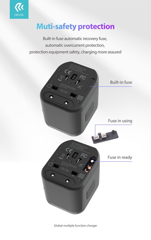 Devia - Global Multiple Function Travel Adapter - Black
