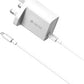 Devia - 20W Type C Power Delivery 3-Pin UK Charging Plug & 1m PD Type C to Lightning Cable - White