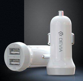 Devia - 3.1A Dual USB Port Car Adapter - White